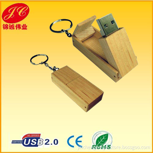 Eco-Friendly Wooden USB Flash Drive with Keychain